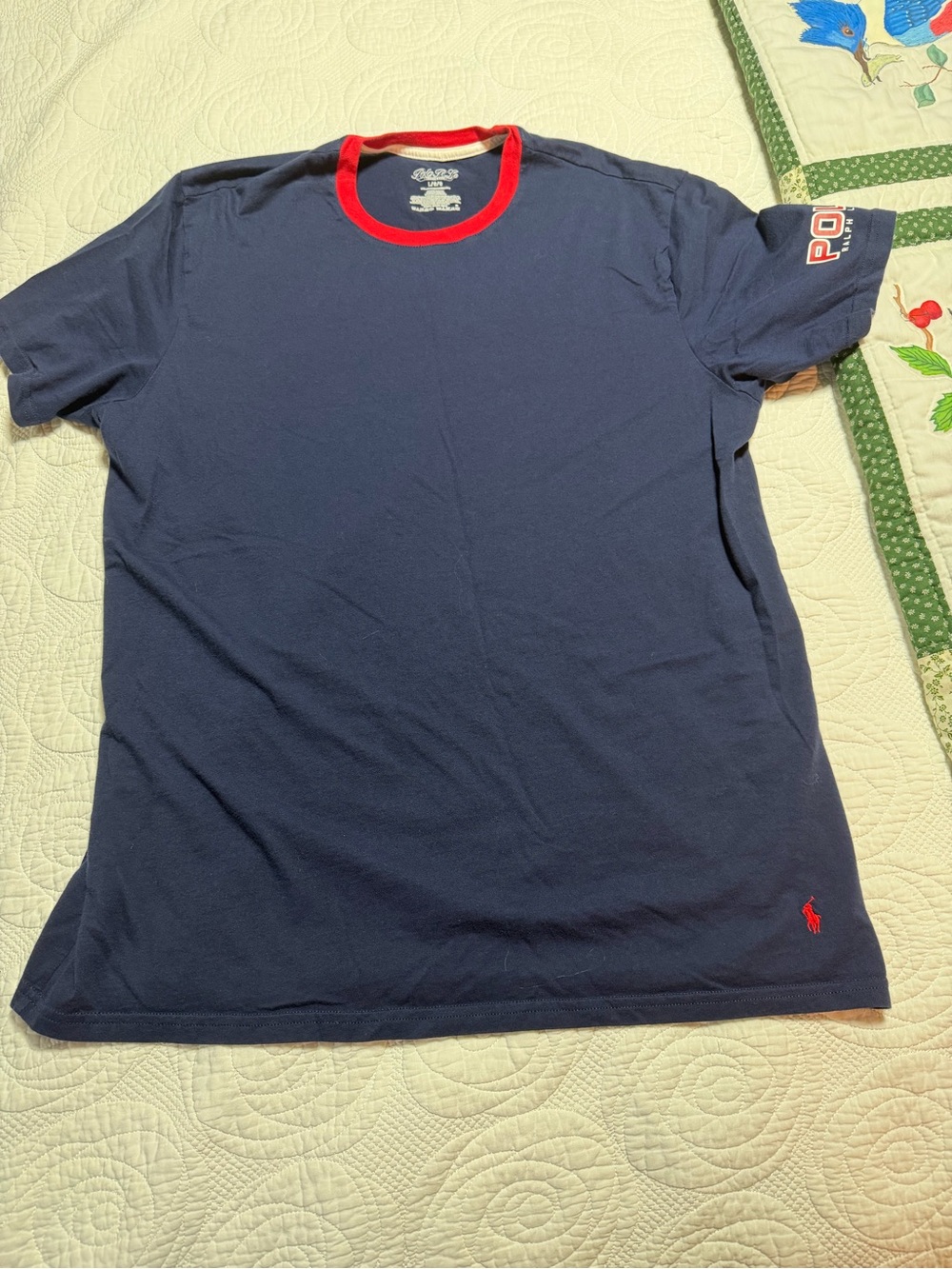 Polo by Ralph Lauren Navy Tee with Red Crewneck Trim